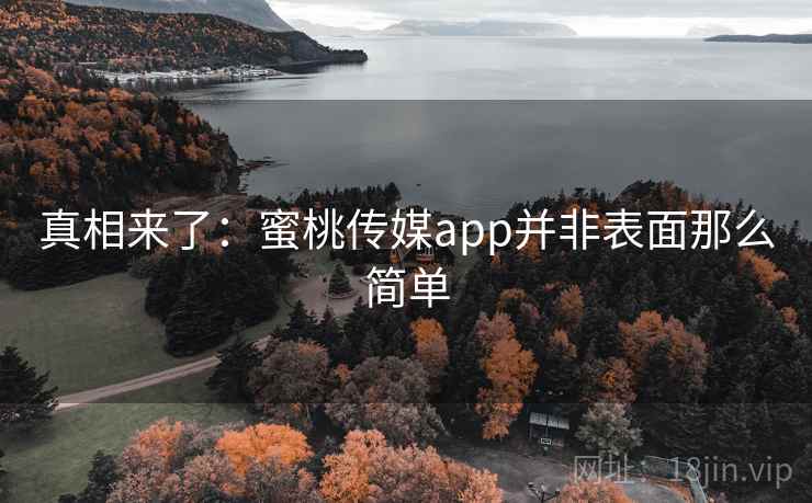 真相来了:蜜桃传媒app并非表面那么简单